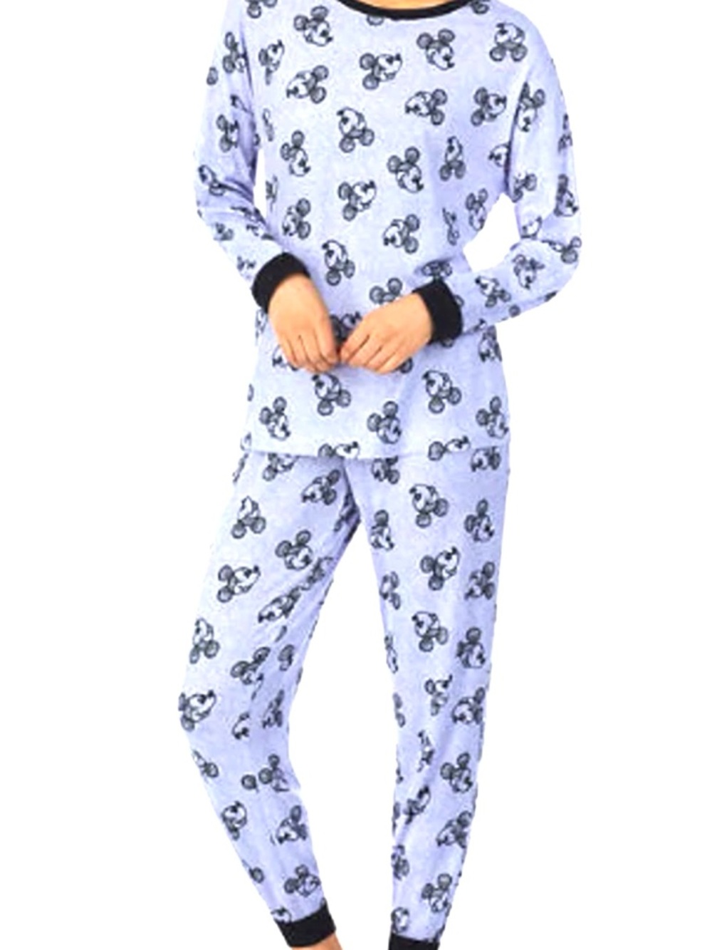 Disney Mickey Mouse Women's 2-Piece Cozy Pajama Set - Blue - Size Small - EUC